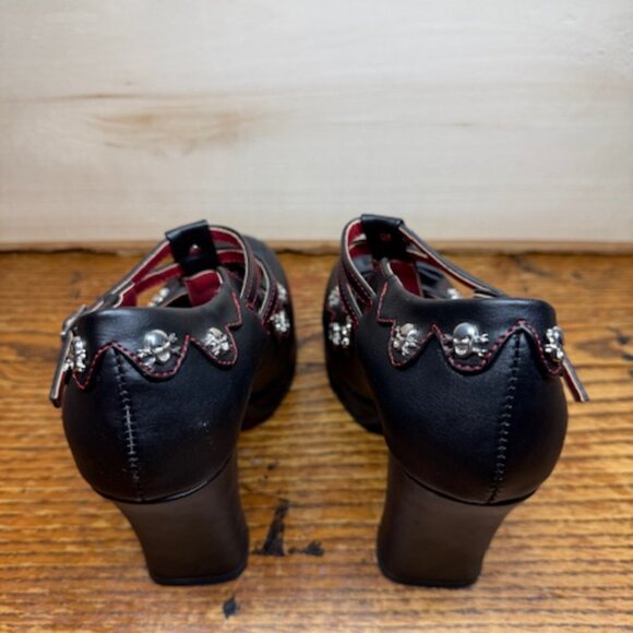 Demonia Crypto-06, Vegan Leather,  Platform Mary Janes, Black & Red, Size 9, NEW - Picture 5 of 8